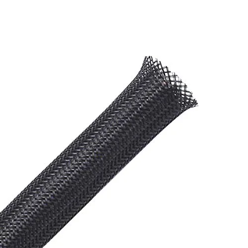100ft - 1/4 inch PET Expandable Braided Sleeving – Black – Alex Tech braided cable sleeve