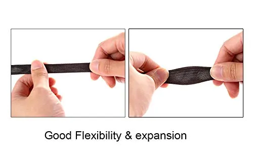 100ft - 1/4 inch PET Expandable Braided Sleeving – Black – Alex Tech braided cable sleeve
