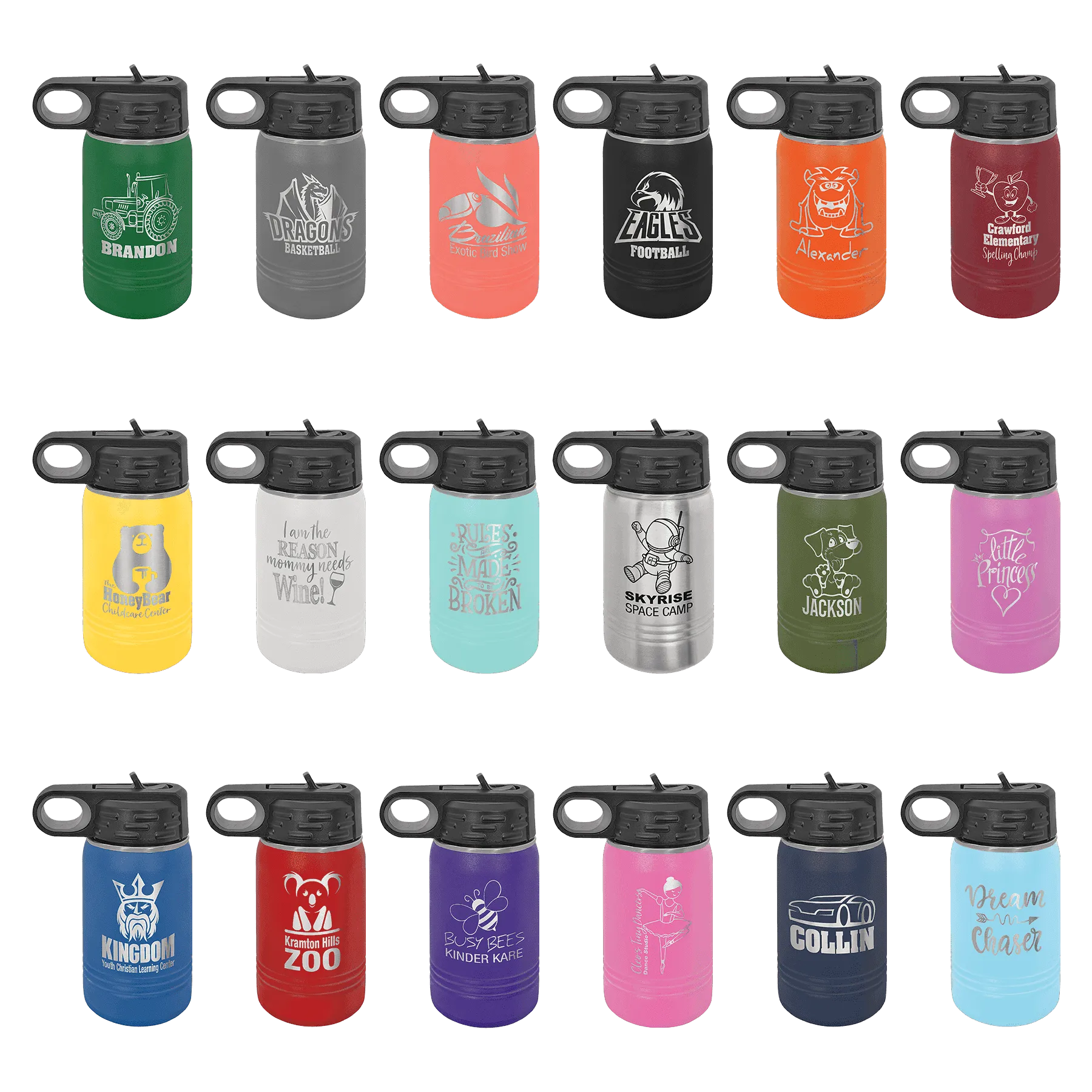12oz Green Water Bottles