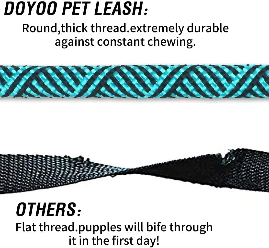 2 Pack Dog Leash 6 FT Thick Durable Nylon Rope - Comfortable Padded Handle Rope Dog Leash for Medium Large Dogs with Collapsible Pet Bowl and Garbage Bags (Non-Reflective 6FT- Black Blue)
