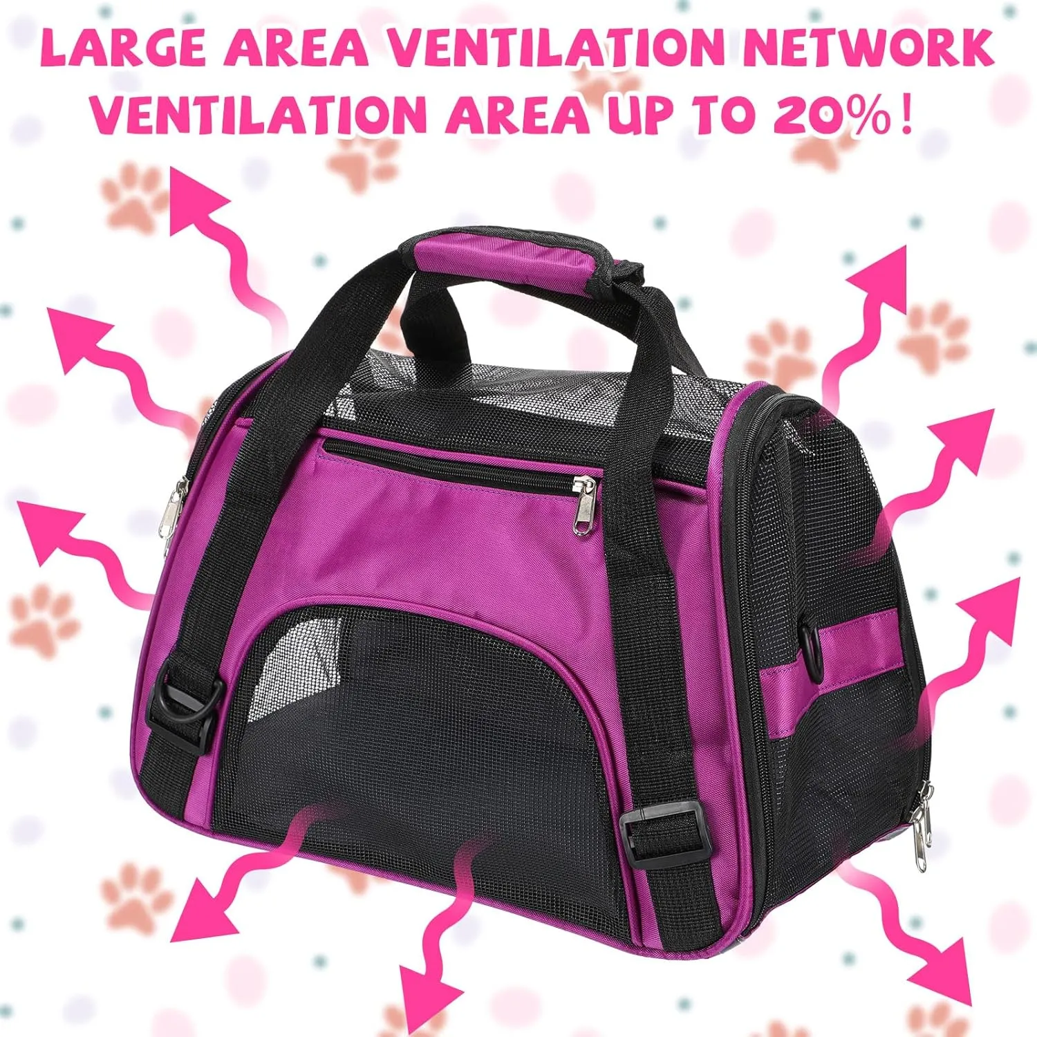 2 Pcs Pet Carrier, Soft Sided Pet Travel Carrier for Cats, Airline Approved Kitty Portable Dog Bags for Traveling Little Dogs, Rabbits, Puppy, Cat(S,Pink, Purple)