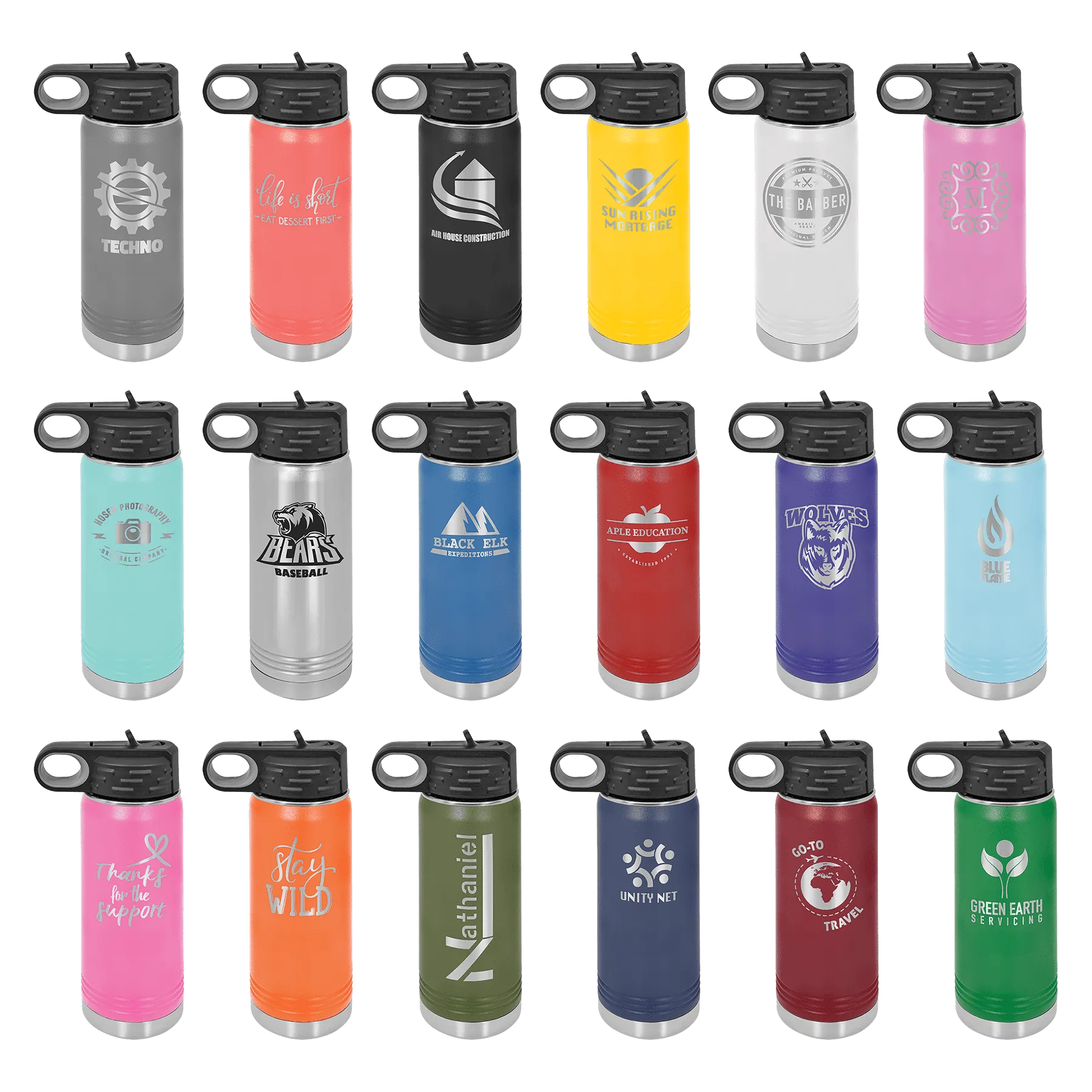20oz Light Blue Water Bottles