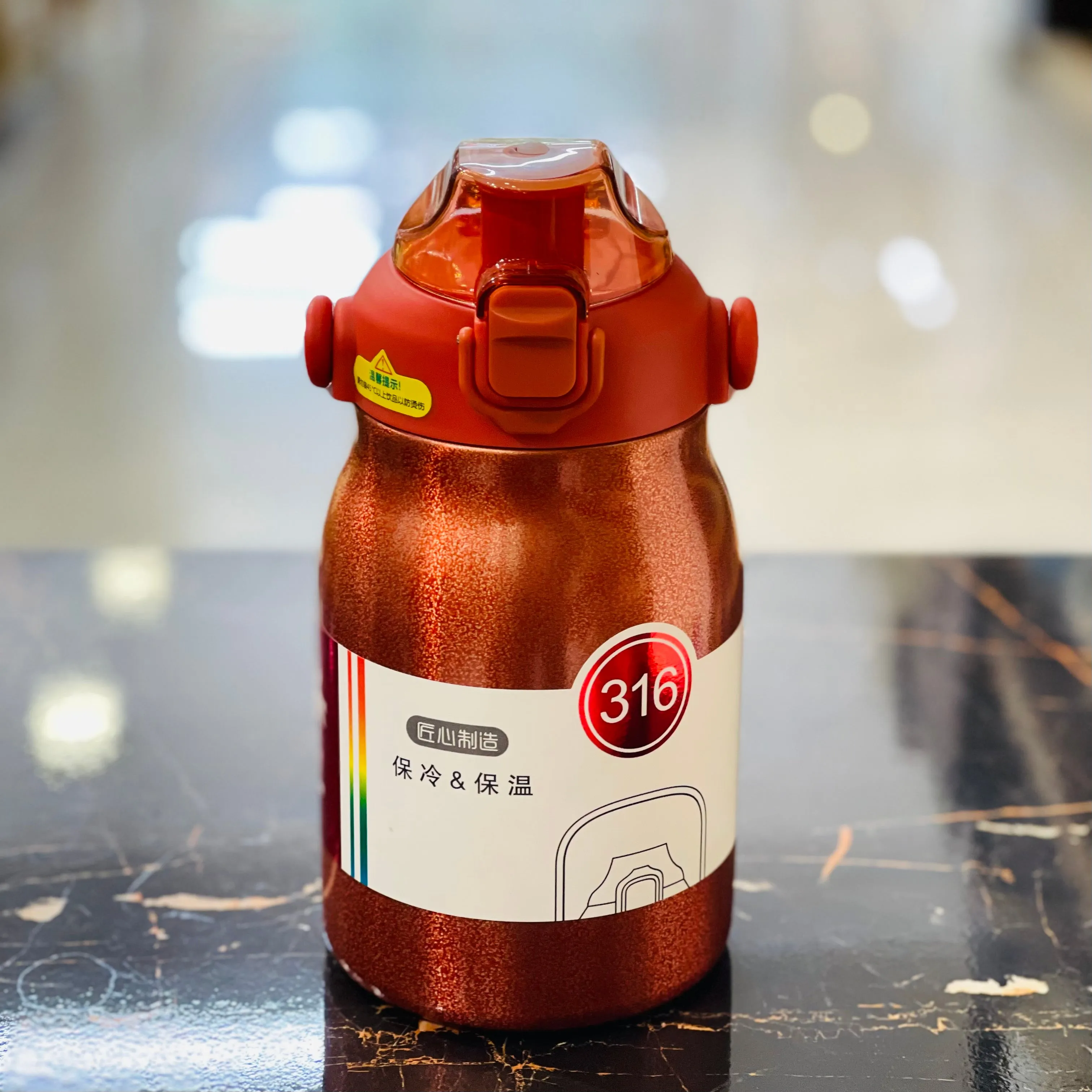 316 Stainless Steel 800ML Large Capacity Thermal Water Bottle with Straw lid