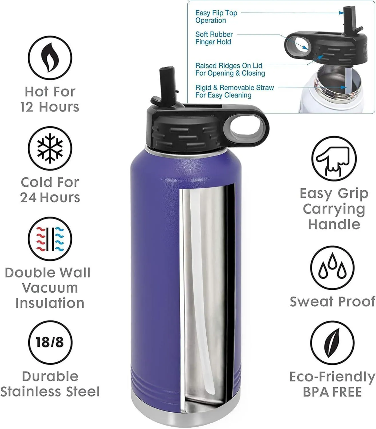 40oz Stainless Steel Water Bottles