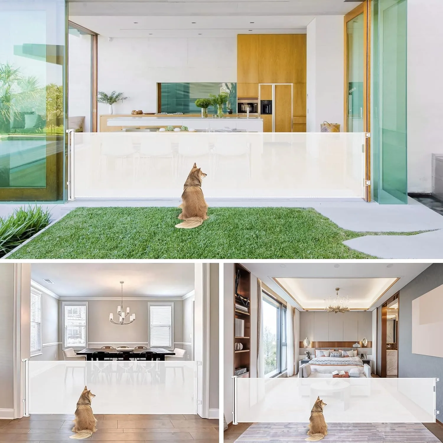 90 Inch Extra Wide Baby Gate for Large Openings Retractable Gates for Doorways Long Baby Gates Indoor Pet Gates for Dogs Extra Wide Dog Gates for The House, White