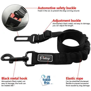 Adjustable Pet Seat Belt - Safety Leads Vehicle Seat-belt Harness with Elastic Bungee Leash