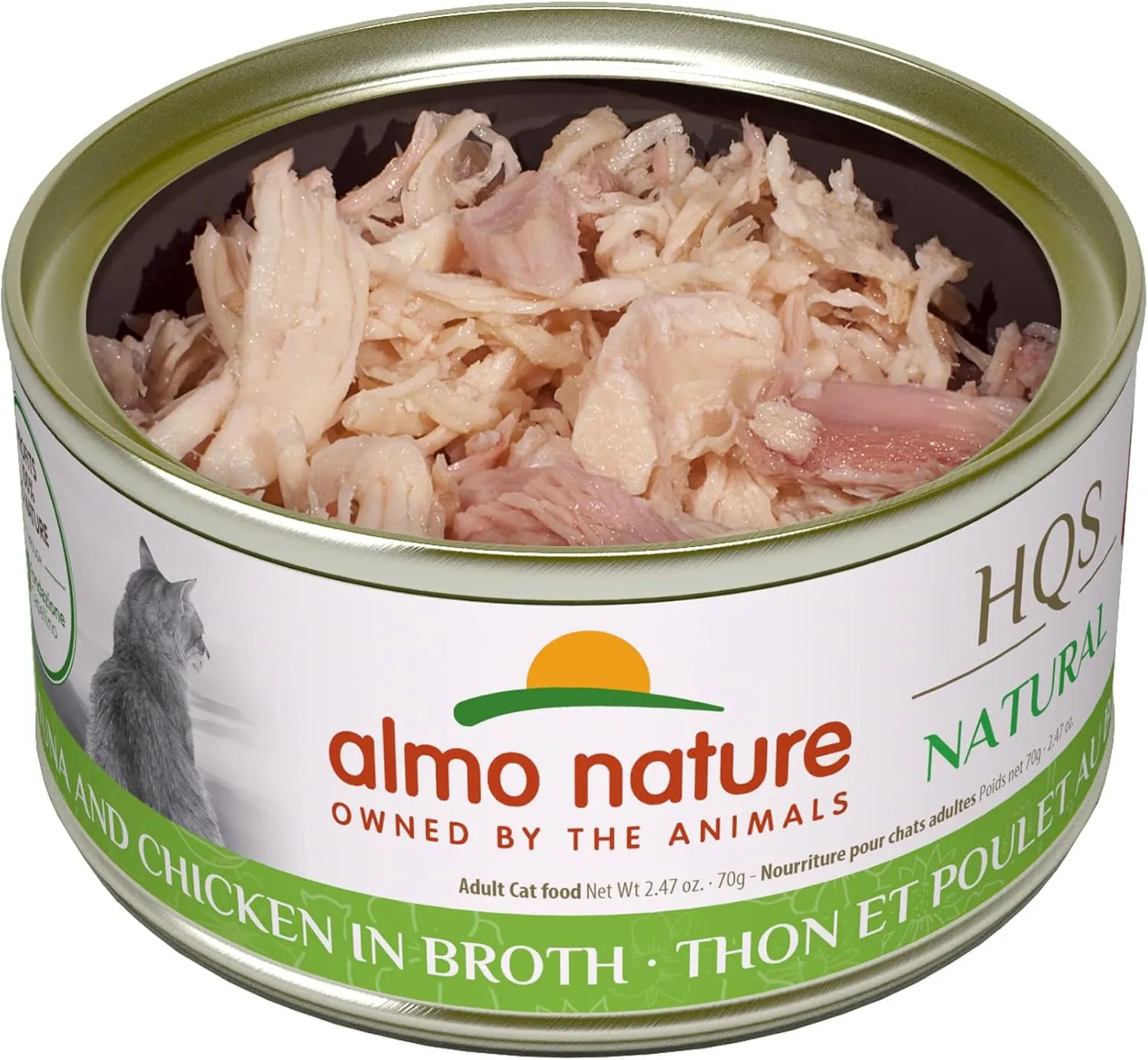 almo nature HQS Natural Wet Cat Food Tuna and Chicken in Broth 2.47 oz (Pack of 24)