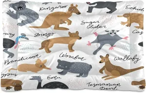Australia Hand Drawn Animals Dog Bed Tropicla Animals Medium Pet Bed Mat Non Slip Cat Beds Pad Mats Soft Dogs Bed Pillows Pets Blanket Cushion
