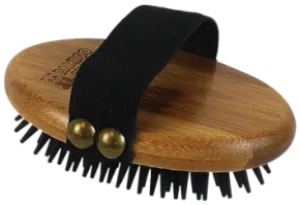 Bamboo Groom Curry Brush With Rubber Bristles