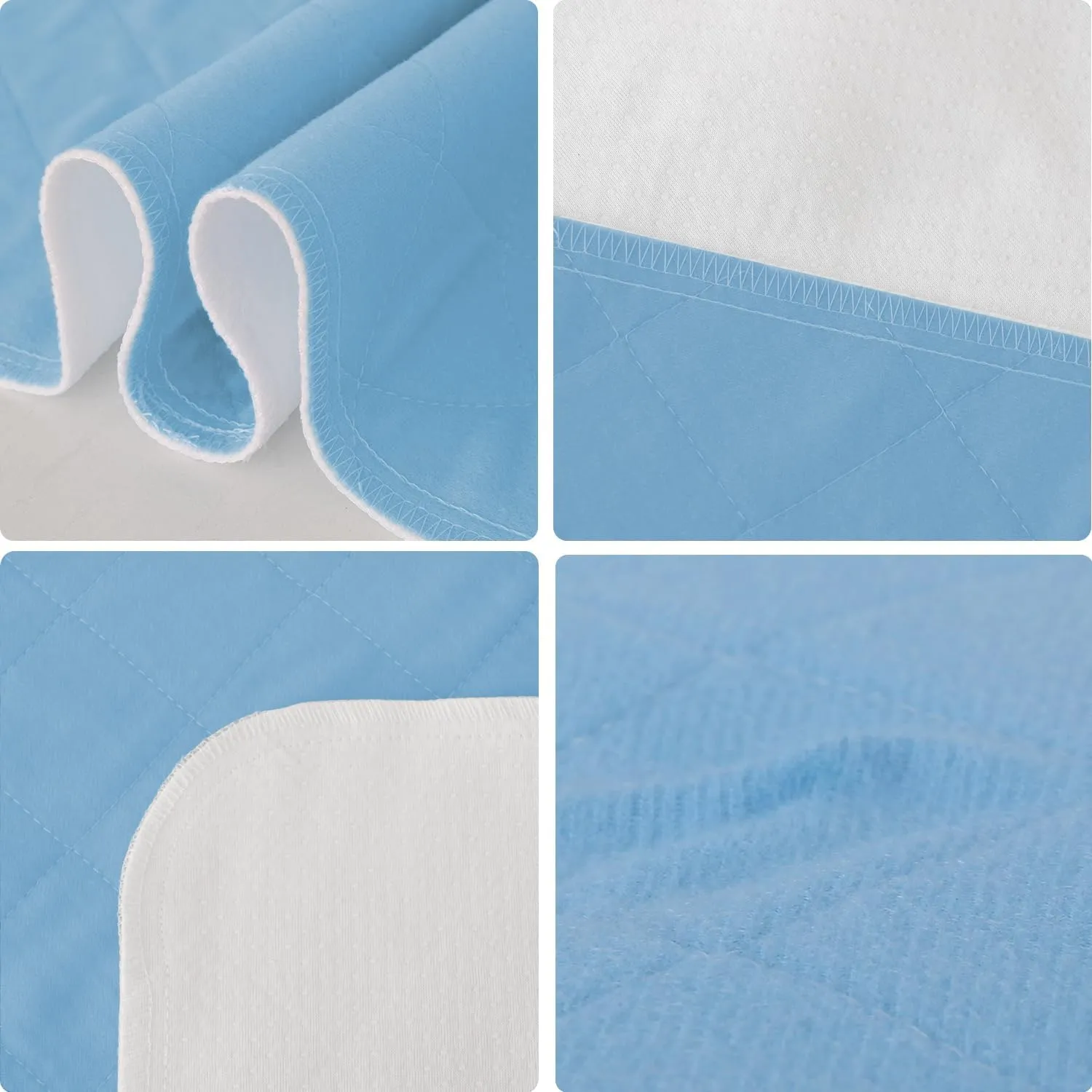Bed Pads Washable Waterproof(2 Pack, 34 x 36), Washable and Reusable Incontinence Chuck Pads Anti Slip Pee Pads Underpad Sheet Protector for Adults, Elderly, Kids, Toddler and Pets, Blue