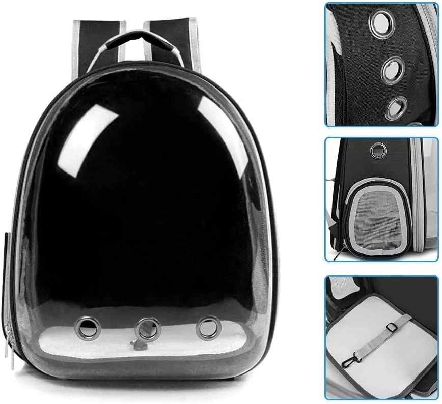 Cat Backpack Carriers, Dog Backpack, Pet Backpack for Small Cats Puppies Dogs Bunny, Airline-Approved Ventilate Transparent Bubble Backpack for Travel and Outdoor(Black)