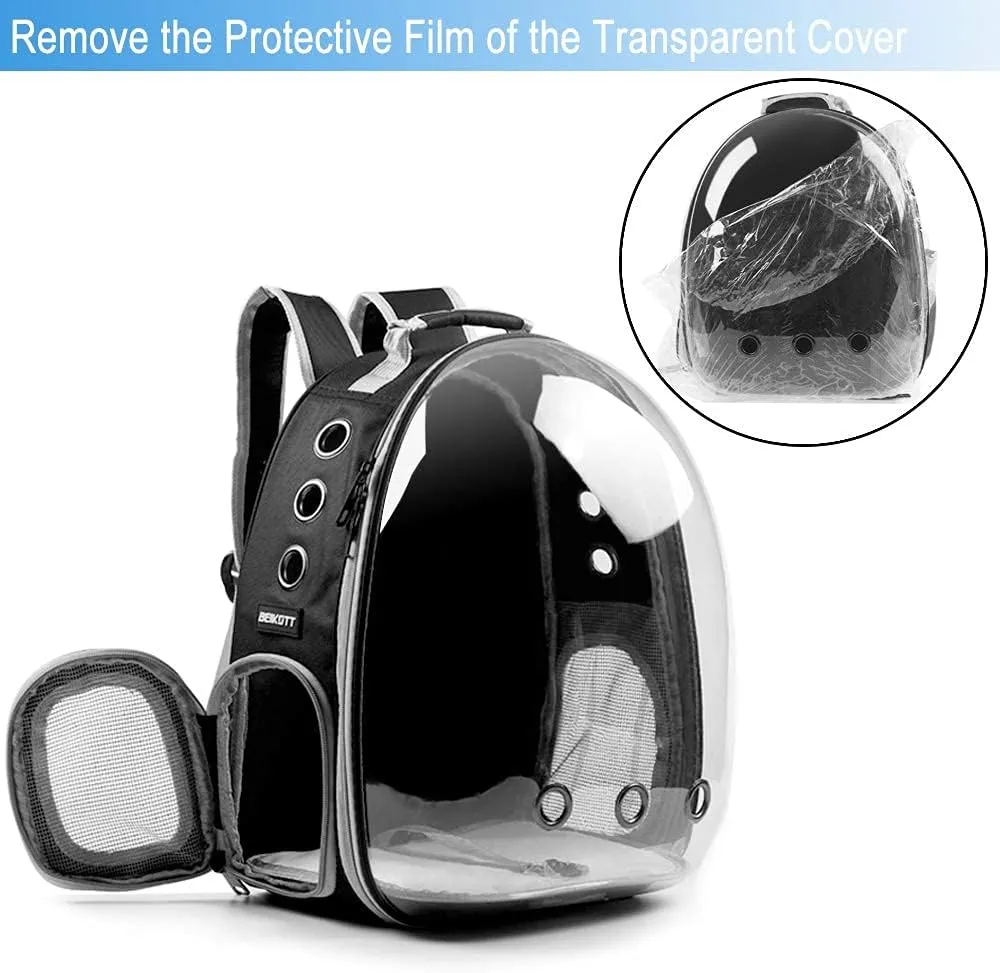 Cat Backpack Carriers, Dog Backpack, Pet Backpack for Small Cats Puppies Dogs Bunny, Airline-Approved Ventilate Transparent Bubble Backpack for Travel and Outdoor(Black)