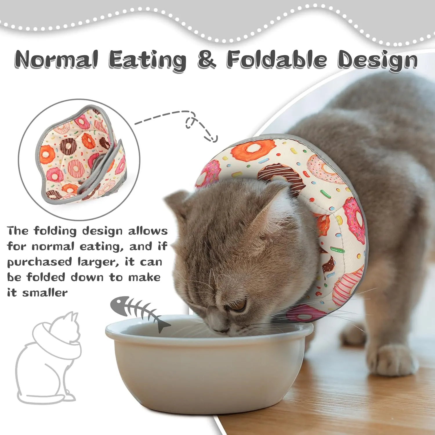 Cat Cone Collar Soft for Wound Healing, Foldable Neck Recovery Cone Anti Licking, Small Adjustable Surgery Cat Head Cone Alternative for Kittens(Size: L)