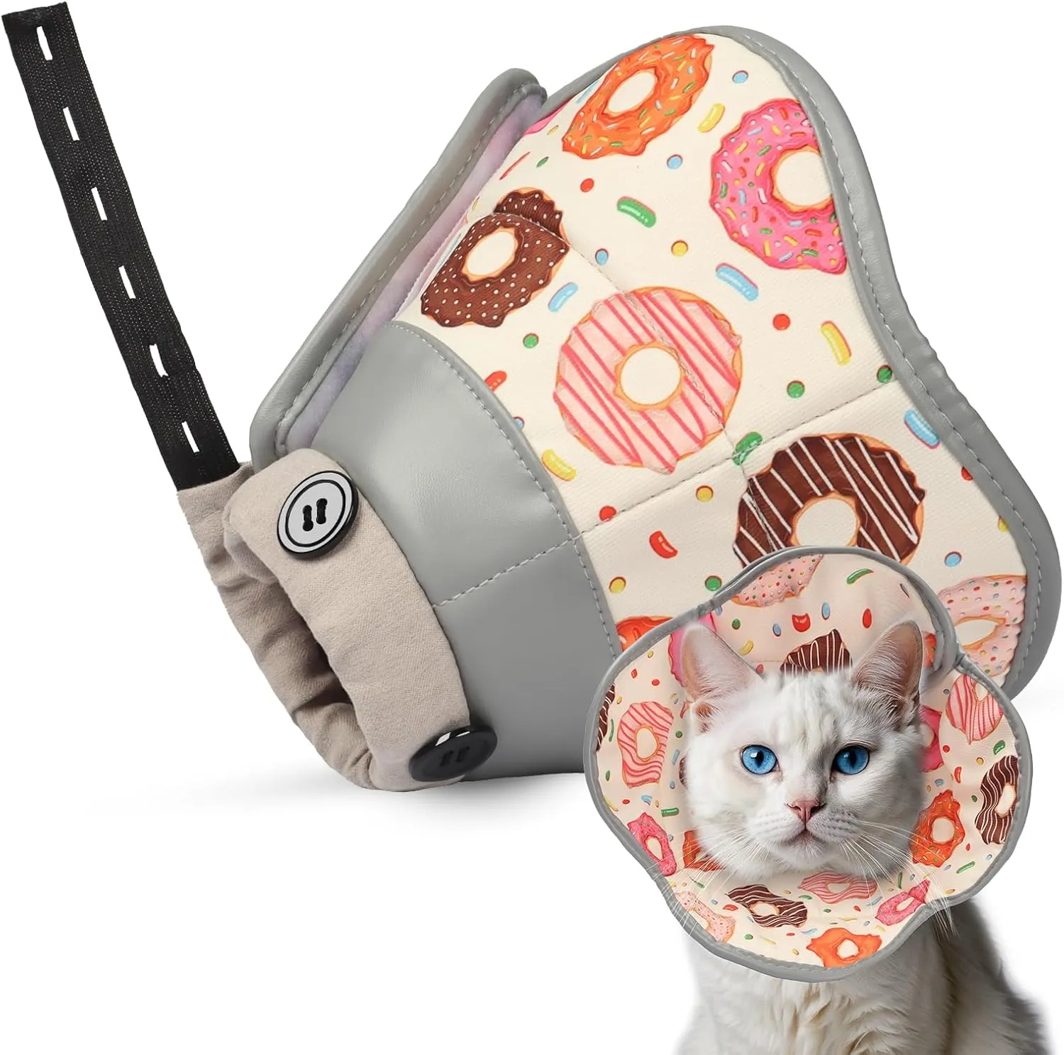 Cat Cone Collar Soft for Wound Healing, Foldable Neck Recovery Cone Anti Licking, Small Adjustable Surgery Cat Head Cone Alternative for Kittens(Size: L)