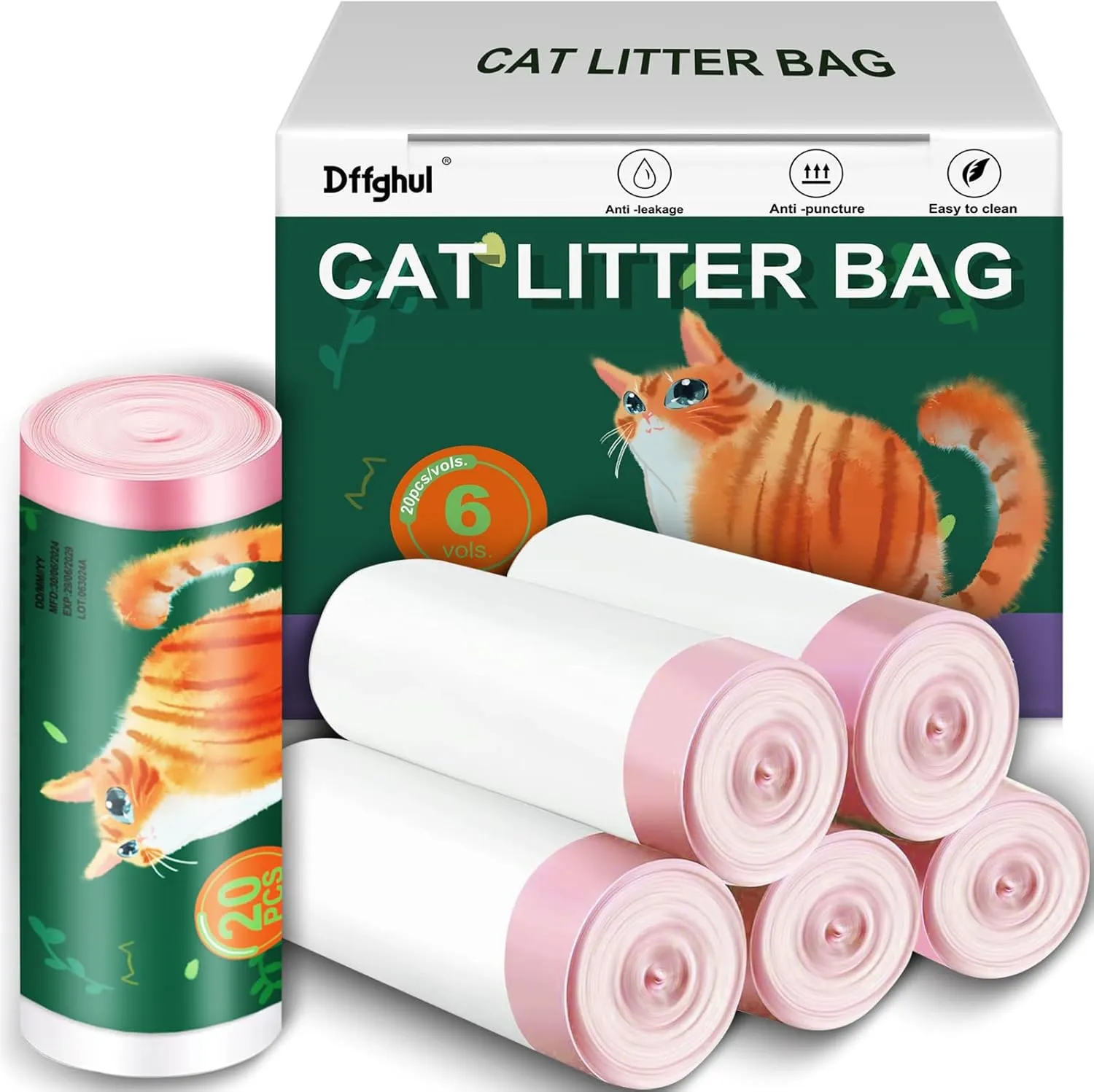 Cat Litter Box Liners,Kitty Litter Bags Liners 120 pk,21.6x11.8,Unscented Drawstrings Thick Cat Litter Liners,Disposable Litter Box Bags,Leak Proof Cat Liners For Litter Box