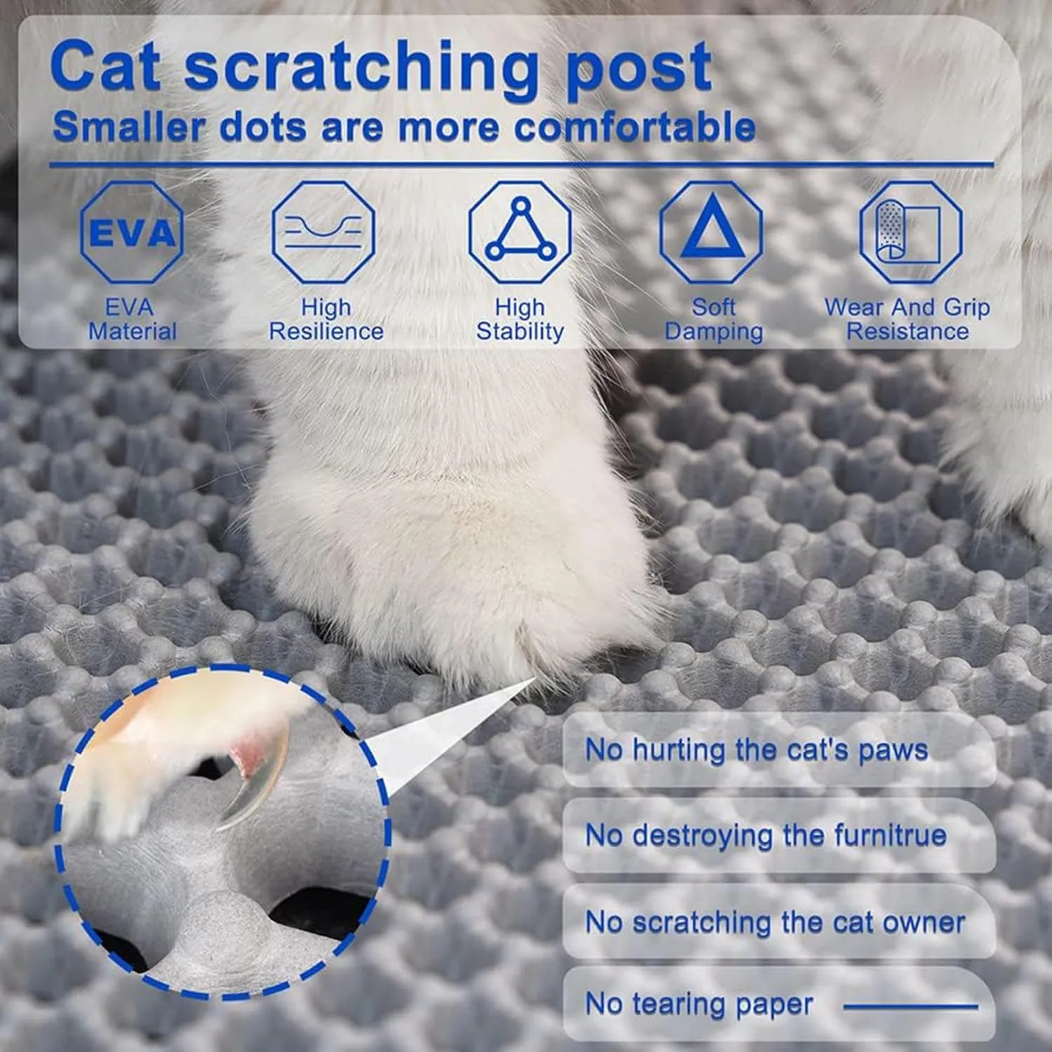 Cat Litter Mat, Honeycomb Double Layer Easy Clean Cat Litter Trap Mat Less Waste,Soft On Paws,Non-Slip, Litterbox Mat,Black-M