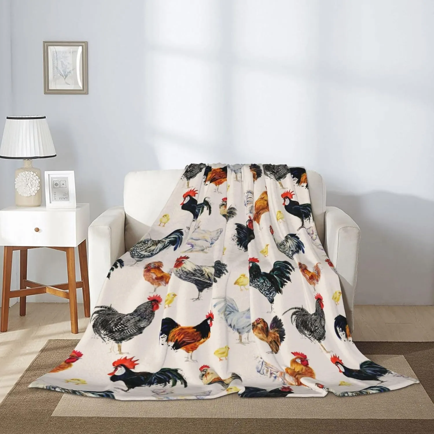 Chicken Blanket Super Soft Fleece Throw Blanket Warm and Cozy Lightweight Bed Blanket for Couch, Sofa, Camping, and Travel All Season Blankets Gifts 50"x40"