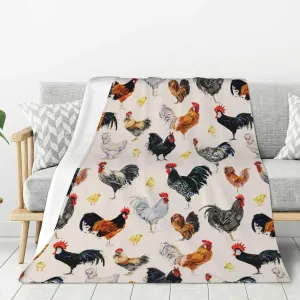 Chicken Blanket Super Soft Fleece Throw Blanket Warm and Cozy Lightweight Bed Blanket for Couch, Sofa, Camping, and Travel All Season Blankets Gifts 50"x40"