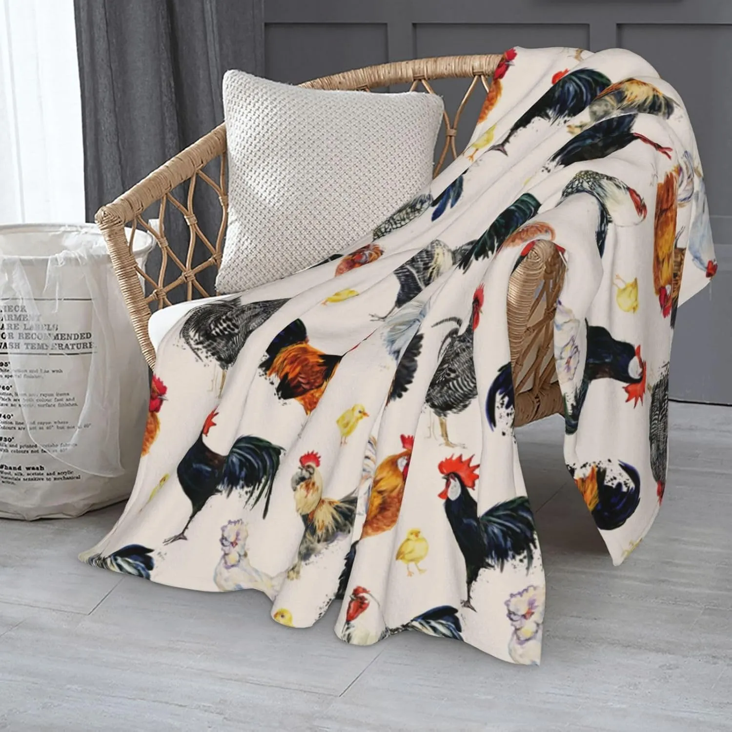 Chicken Blanket Super Soft Fleece Throw Blanket Warm and Cozy Lightweight Bed Blanket for Couch, Sofa, Camping, and Travel All Season Blankets Gifts 50"x40"