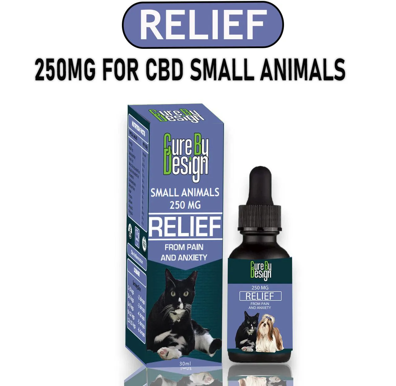 Cure By Design- Relief 250mg CBD for Small Animals