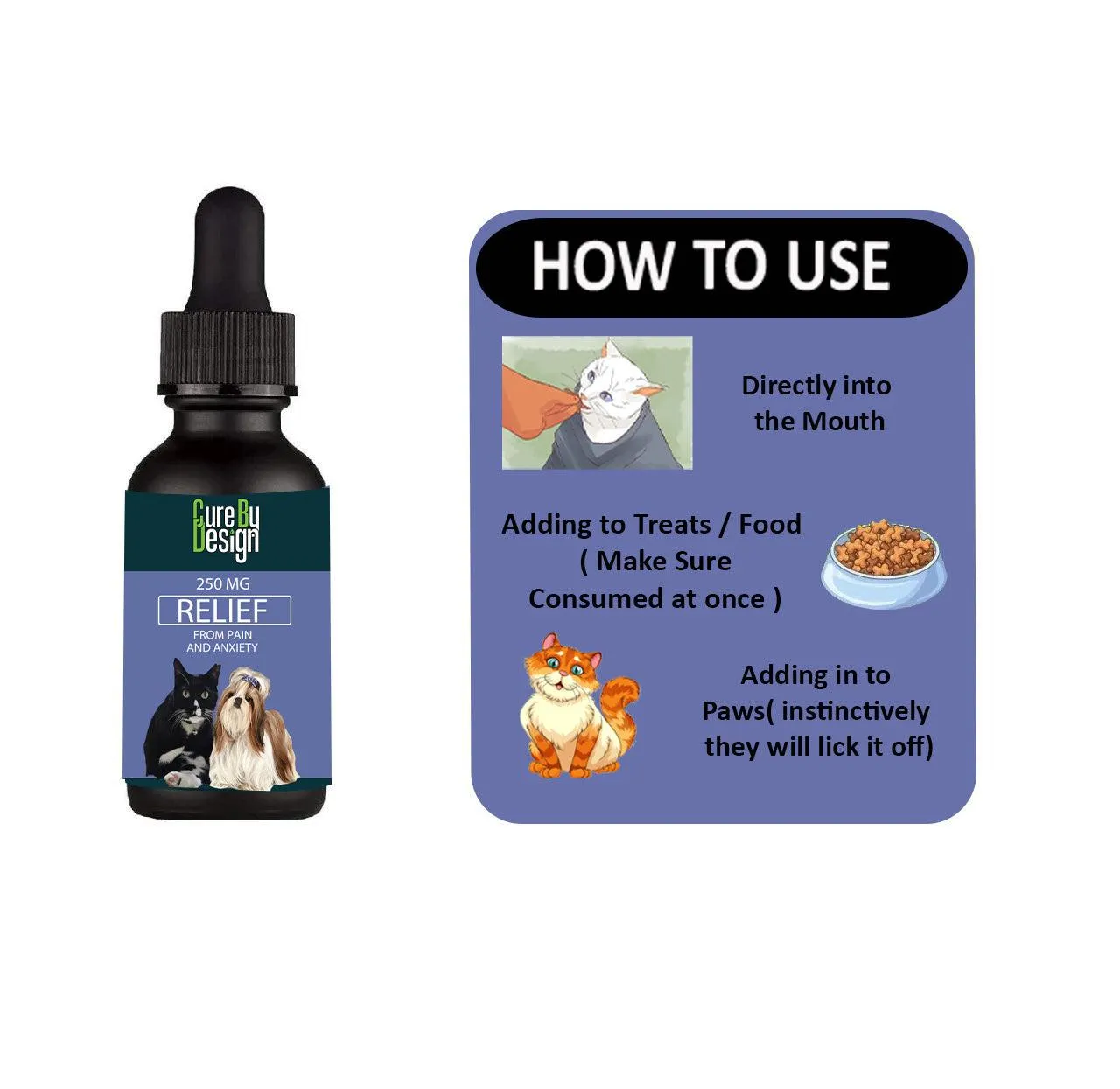 Cure By Design- Relief 250mg CBD for Small Animals