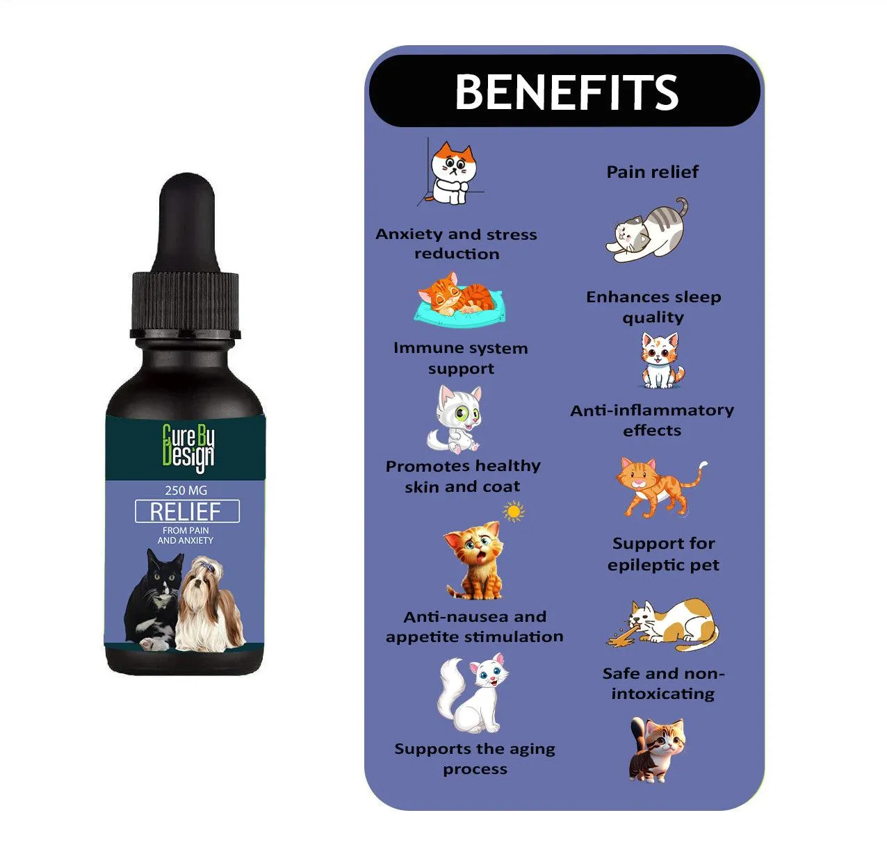 Cure By Design- Relief 250mg CBD for Small Animals
