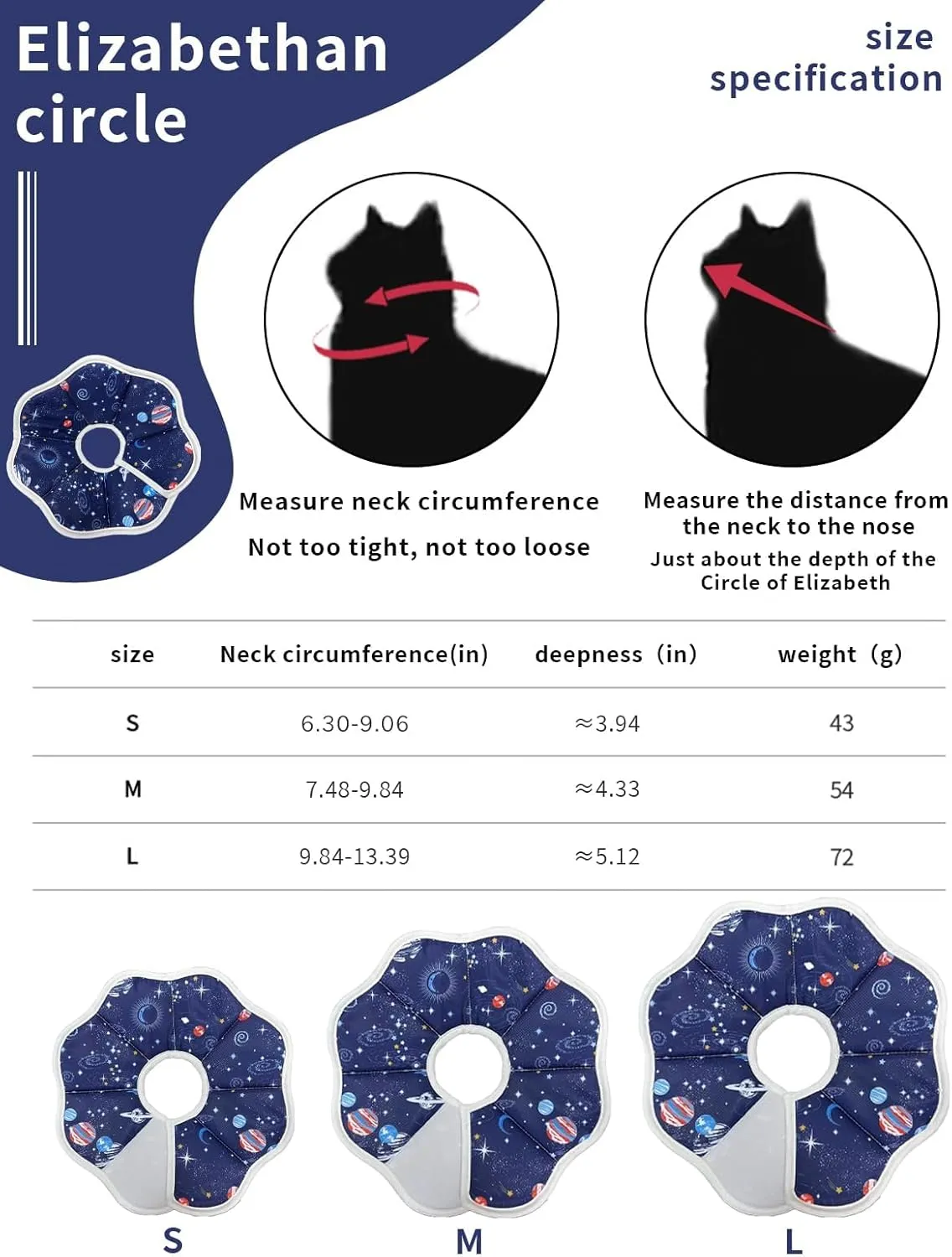 Cute,Soft Cat Recovery Collar,Adjustable Pet Cat Cone Collar,Pet Neck Donut Protective Recovery Cone for Cat-Comfortable Lightweight Elizabethan Collar for Kitten Prevent from Lick Wound
