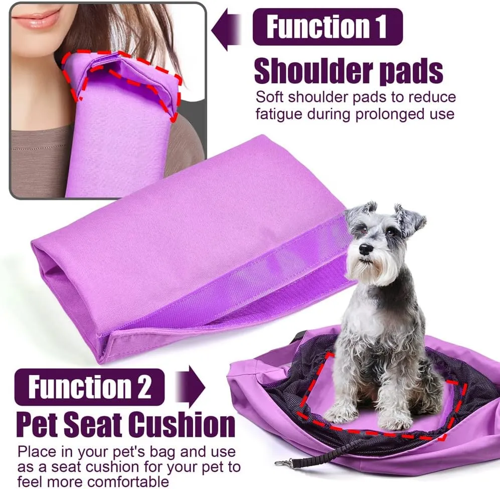 Dog Cat Sling Carrier Adjustable Padded Shoulder Strap with Large Zipper Pocket & Mesh Pocket for Outdoor Travel
