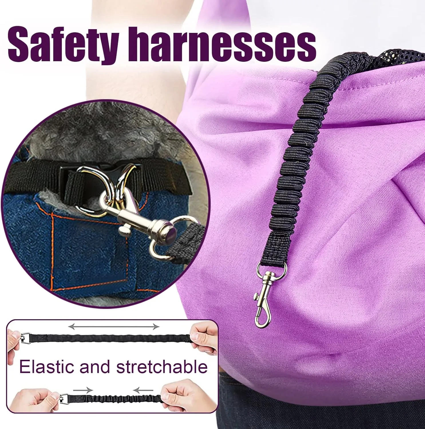 Dog Cat Sling Carrier Adjustable Padded Shoulder Strap with Large Zipper Pocket & Mesh Pocket for Outdoor Travel