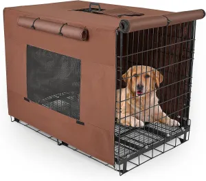Dog Crate Cover 36 Inch Thickened Dog Kennel Cover Windproof Puppy Cage Cover with Mesh Windows on Both Sides Portable Crate Covers for Dogs Cages Fit for Indoor/Outdoor Use
