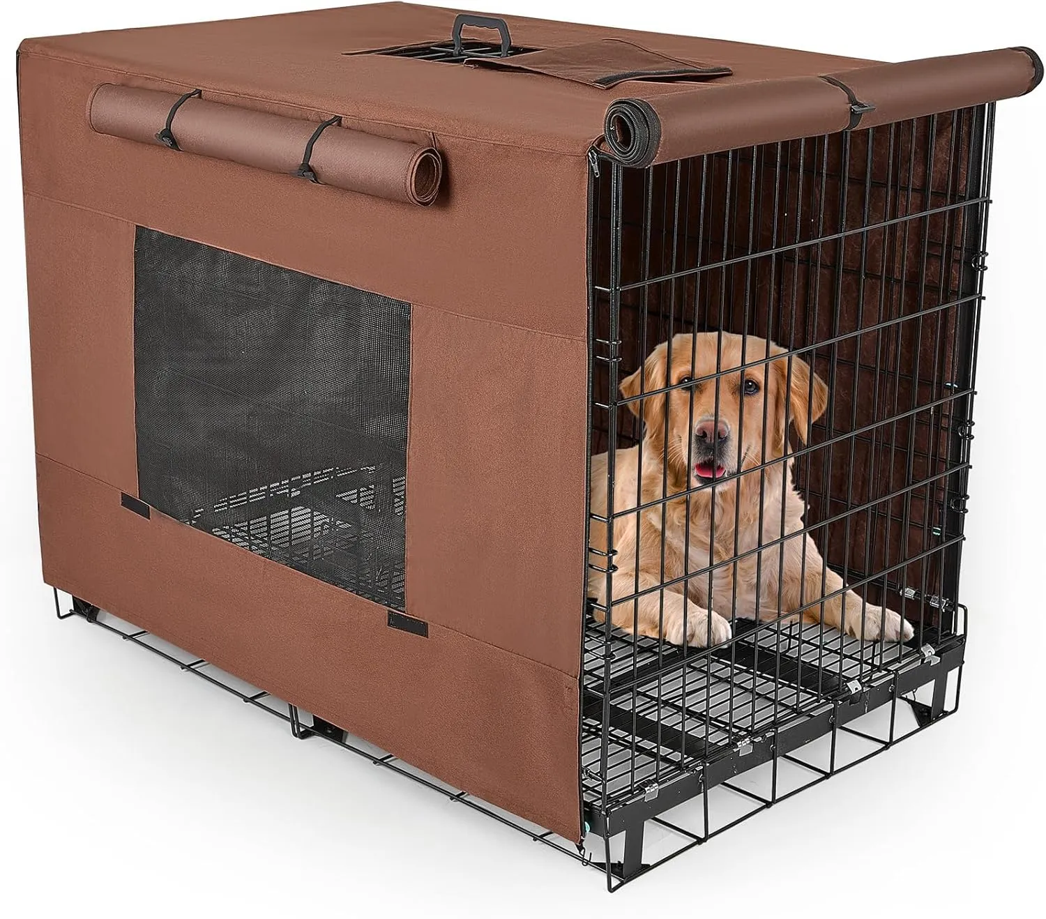 Dog Crate Cover 36 Inch Thickened Dog Kennel Cover Windproof Puppy Cage Cover with Mesh Windows on Both Sides Portable Crate Covers for Dogs Cages Fit for Indoor/Outdoor Use