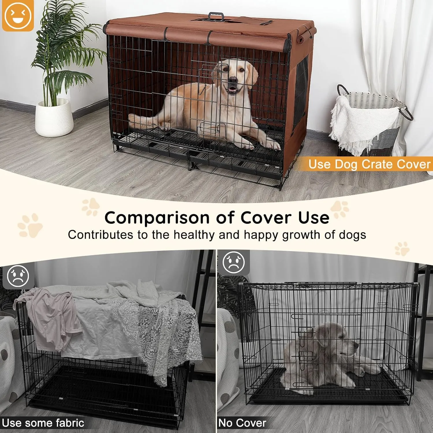 Dog Crate Cover 36 Inch Thickened Dog Kennel Cover Windproof Puppy Cage Cover with Mesh Windows on Both Sides Portable Crate Covers for Dogs Cages Fit for Indoor/Outdoor Use
