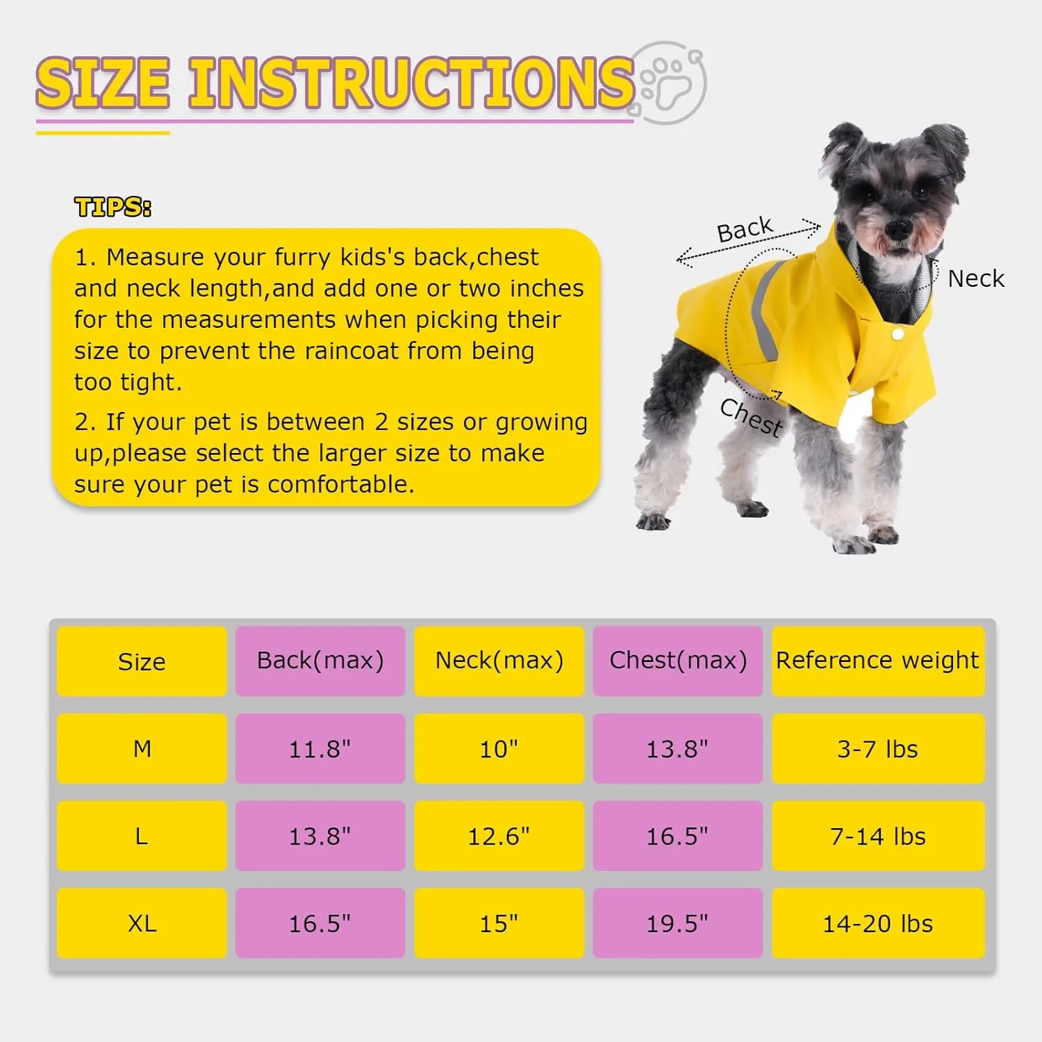 Dog Raincoat, Dog Rain,Water and Snow Proof Jacket with Hood, Leash Hole and Reflective Strap, Lightweight Puppy Clothes, Stylish Streetwear Outfit for Small Medium Dogs (Yellow,XL)