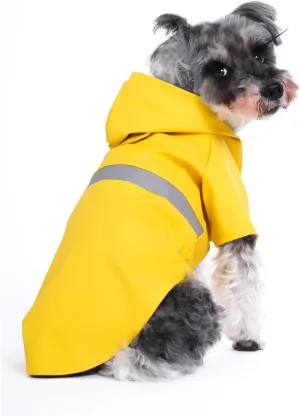 Dog Raincoat, Dog Rain,Water and Snow Proof Jacket with Hood, Leash Hole and Reflective Strap, Lightweight Puppy Clothes, Stylish Streetwear Outfit for Small Medium Dogs (Yellow,XL)