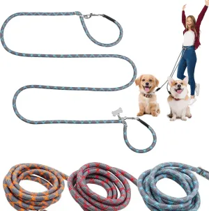 Dos & Nueve, Multi-Functional Double Lock Dog Leash, 8-in-1 Hand Free Dual Dog Leash (Blue-Gray)