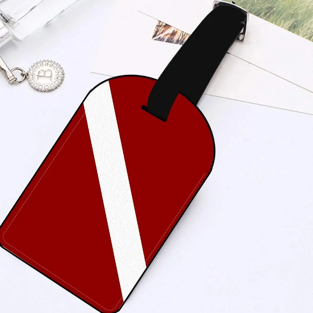 Flag-Scuba Diver Dive Leather Luggage ID Tag Suitcase Carry-On Travel Bag Label Luggage ID Tag - 1 pack