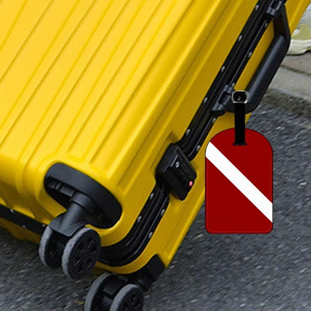 Flag-Scuba Diver Dive Leather Luggage ID Tag Suitcase Carry-On Travel Bag Label Luggage ID Tag - 1 pack