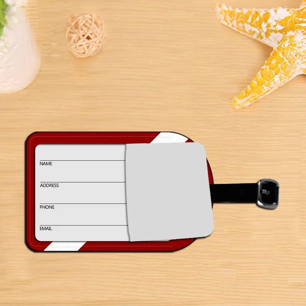 Flag-Scuba Diver Dive Leather Luggage ID Tag Suitcase Carry-On Travel Bag Label Luggage ID Tag - 1 pack