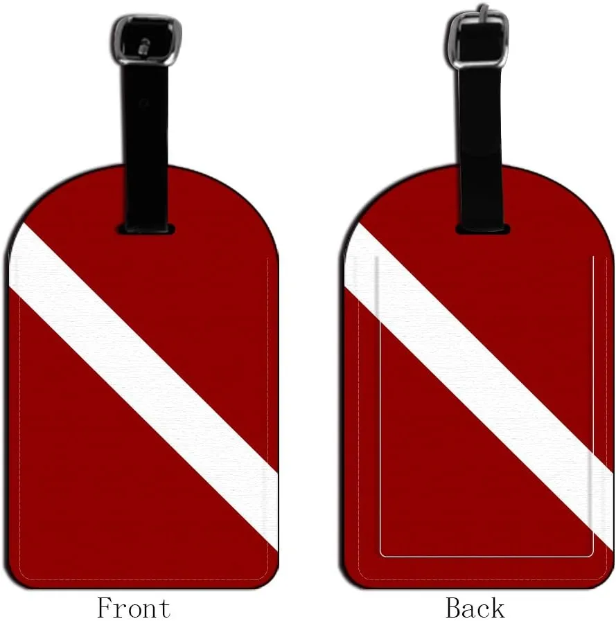 Flag-Scuba Diver Dive Leather Luggage ID Tag Suitcase Carry-On Travel Bag Label Luggage ID Tag - 1 pack