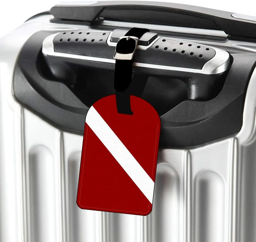 Flag-Scuba Diver Dive Leather Luggage ID Tag Suitcase Carry-On Travel Bag Label Luggage ID Tag - 1 pack