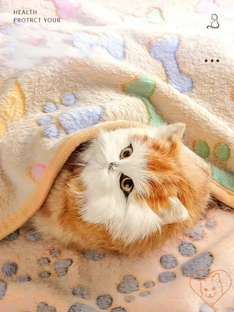 Flannel Paw Print Cat Blanket – Soft, Warm, and Fur-Free Universal Pet Blanket