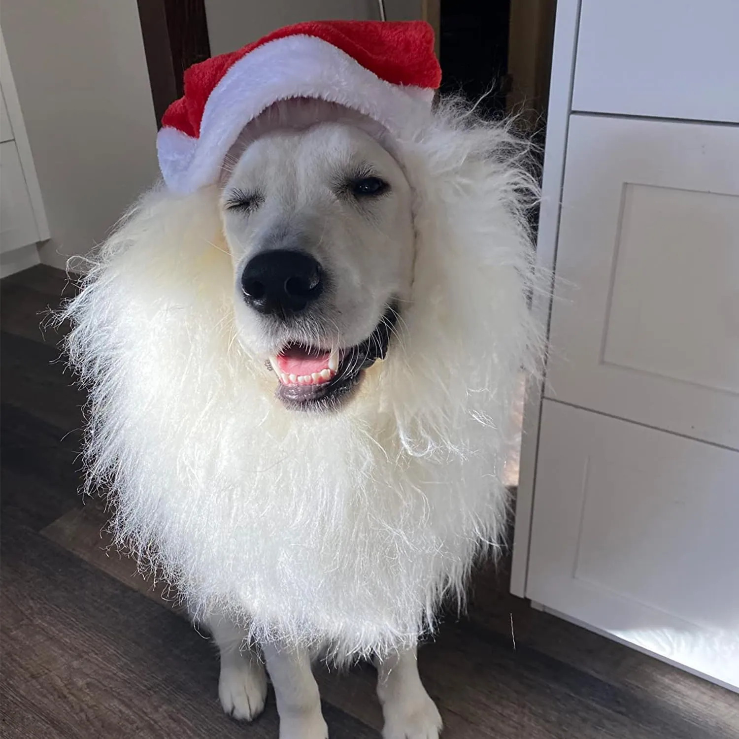Funny Reindeer Moose Dog Costume - Cute Furry Pet Wig for Halloween & Christmas - Santa Claus Pet Clothing Accessory (Size L)
