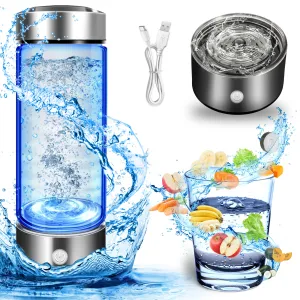 Glass Hydrogen Water Bottle - Portable SPE PEM Technology - Rich Hydrogenated Water - 1600ppb in 3 minutes 💧☀️