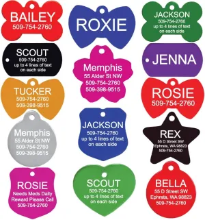 GoTags Personalized Pet ID Tags for Dogs and Cats, Anodized Metal Dog Tags in Bone, Heart, Bow Tie, Star, Round and Badge Shapes and 8 Colors, Engraved with Name and Custom Text (Flower, Large)
