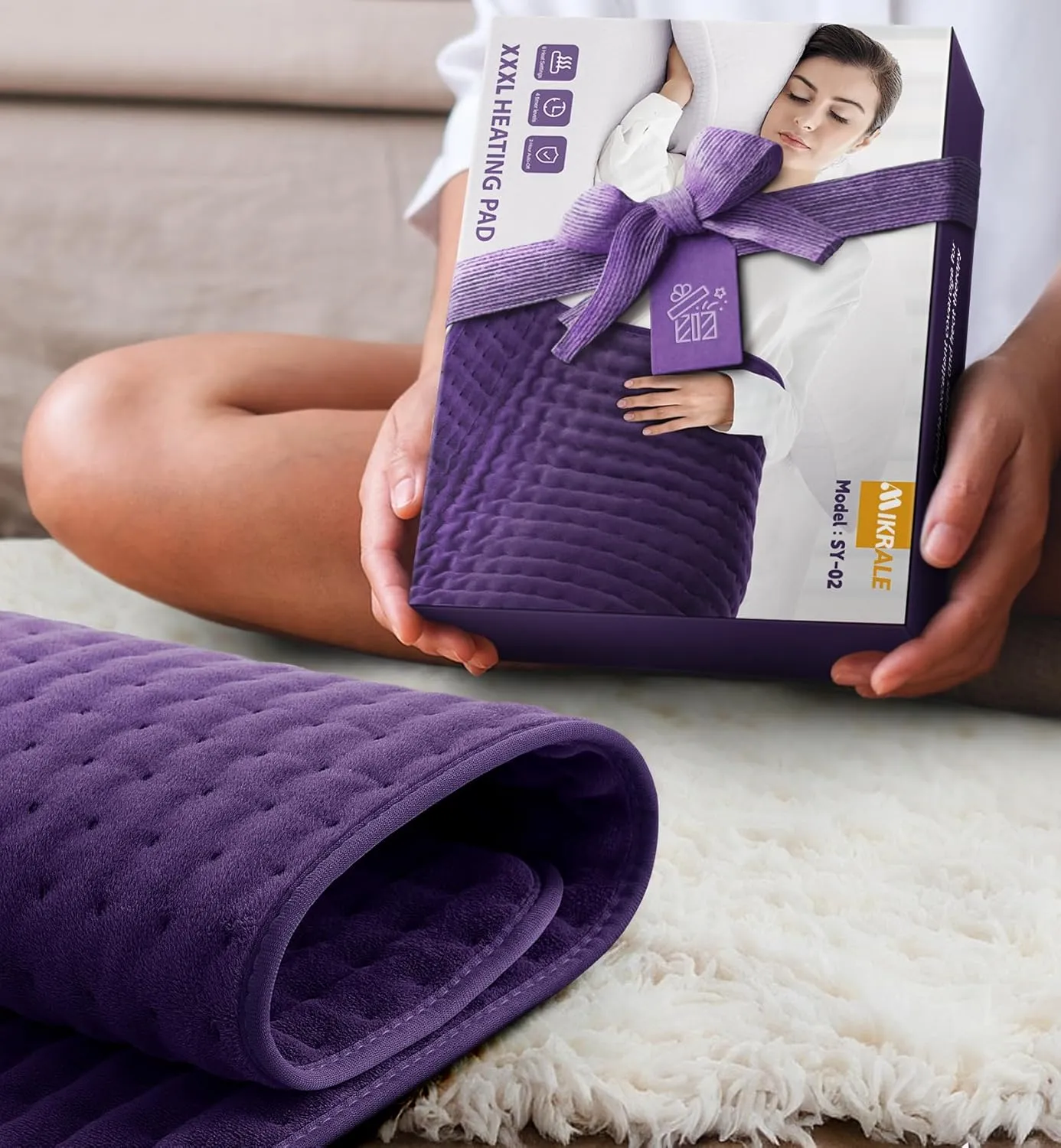 Heating Pad for Back, Cramps, Neck Pain Relief, Moist Dry Heat Options Heat Pads with 6 Heat Settings, 4 Timer Settings, Auto Shut-Off, Machine Washable, 17" x 33", Christmas Gifts for Women, Grandma