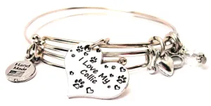 I Love My Collie Heart Expandable Bangle Bracelet Set