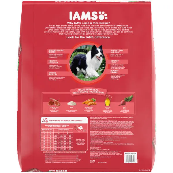 IAMS Minichunks Adult Dry Dog Food Lamb & Rice Recipe Dog Kibble, 30-lb Bag