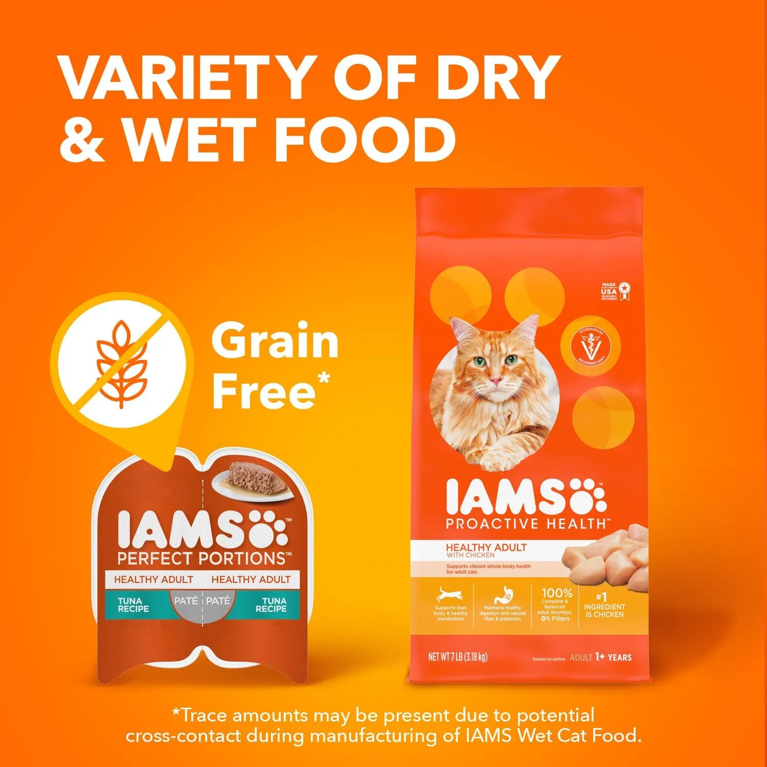 IAMS Perfect Portions Healthy Adult Grain Free Wet Cat Food Pat, Chicken Recipe, 2.6 oz. Easy Peel Twin-Pack Trays (24 Count, 48 Servings)