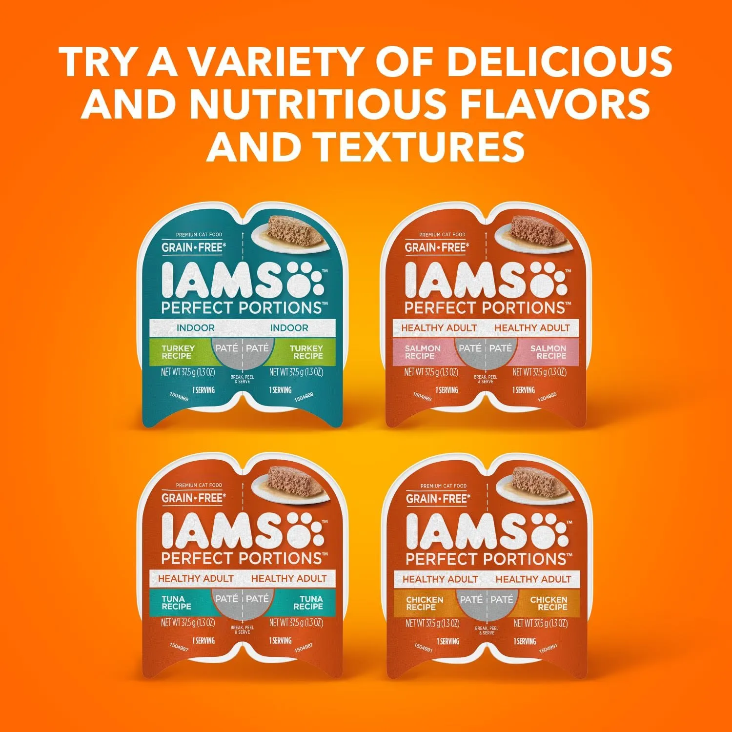 IAMS Perfect Portions Healthy Adult Grain Free Wet Cat Food Pat, Chicken Recipe, 2.6 oz. Easy Peel Twin-Pack Trays (24 Count, 48 Servings)