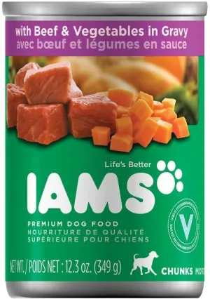 Iams ProActive Chunks with Beef, Beans, Carrots and Rice Canned Dog Food - 13 oz - Case of 12